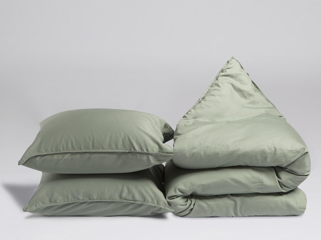 Bettwäscheset Gewaschener Baumwollsatin Green