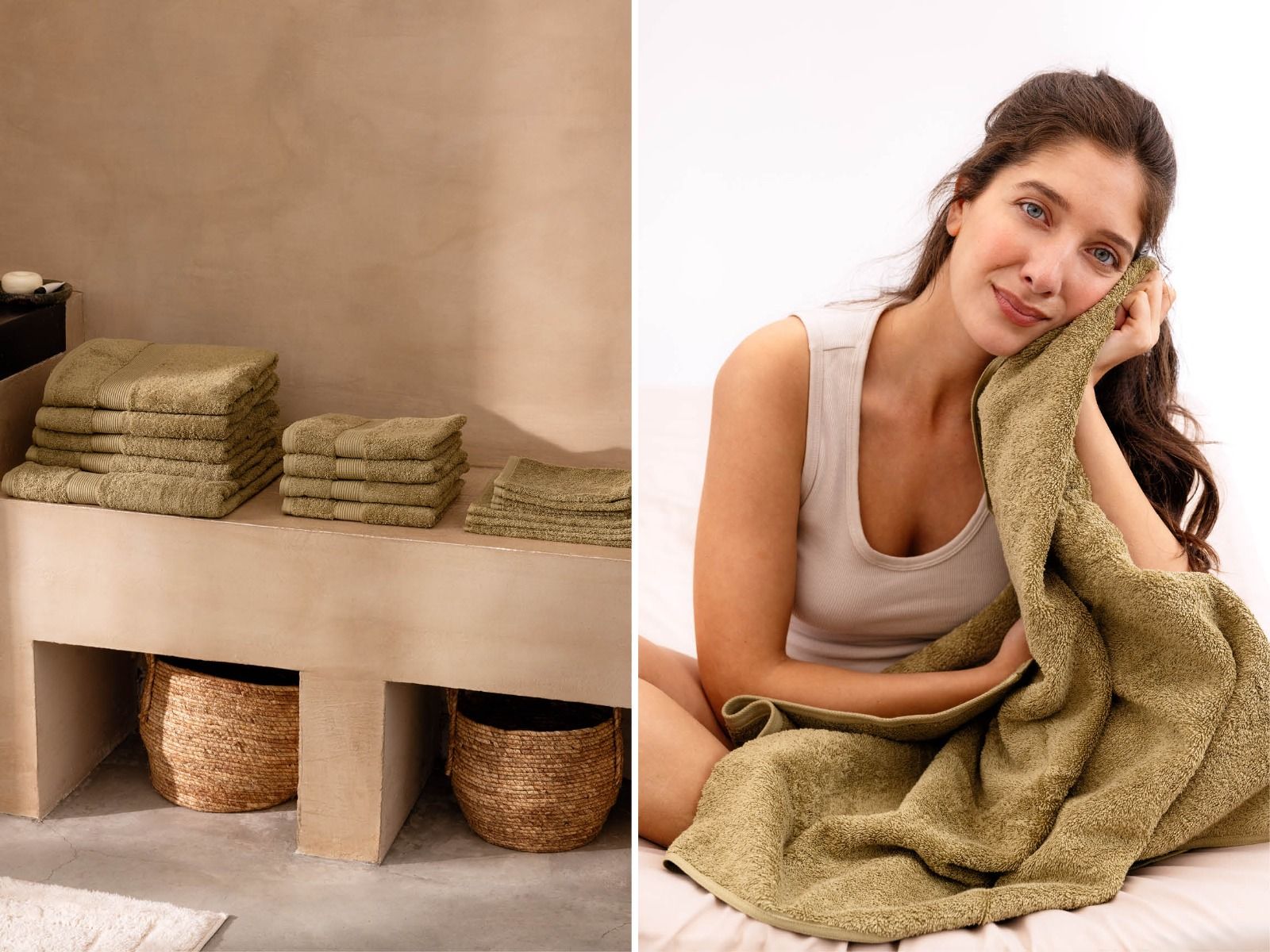 Badetuch Terry Olive Green 100x150 - 1 Stk