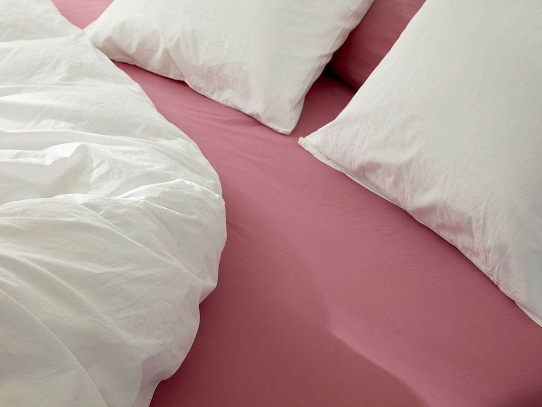 Hoeslaken percal katoen raspberry dream