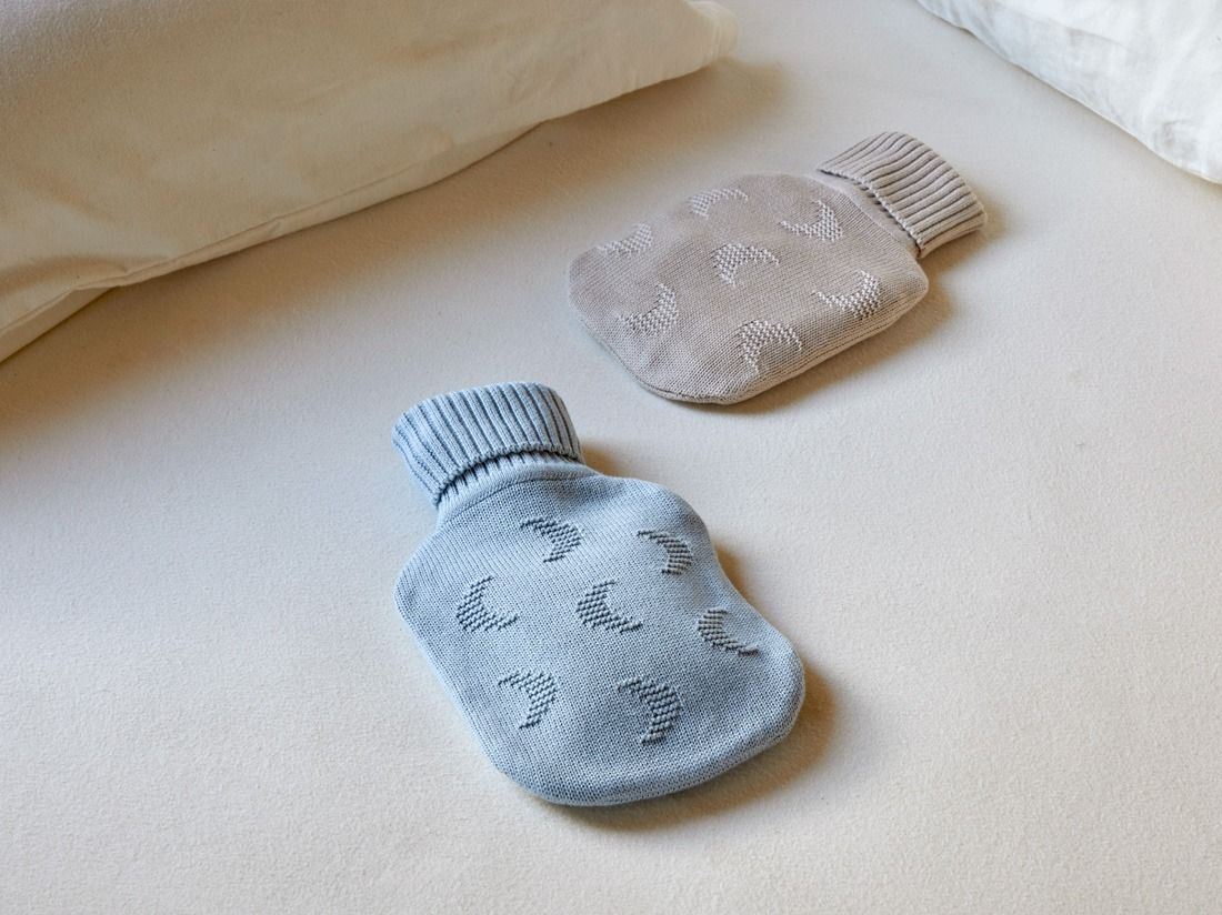 Ensemble bouillotte XS lune bleu délavé