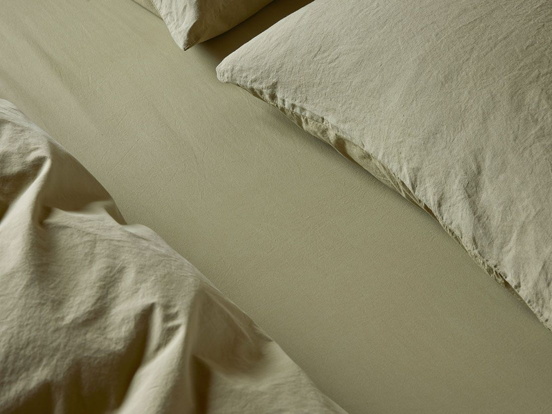 Drap-housse percale de coton vert botanique