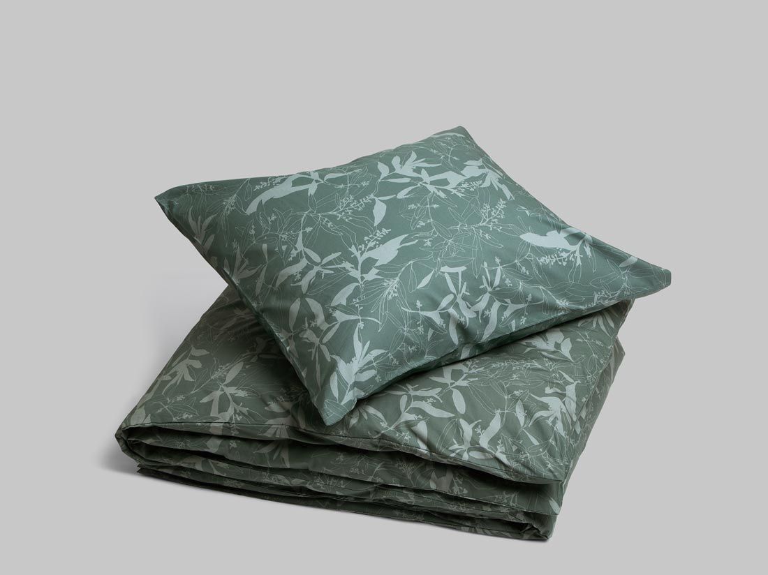 Perkal-Bettwäsche Olive Leaf 155x220 + 1/80x80