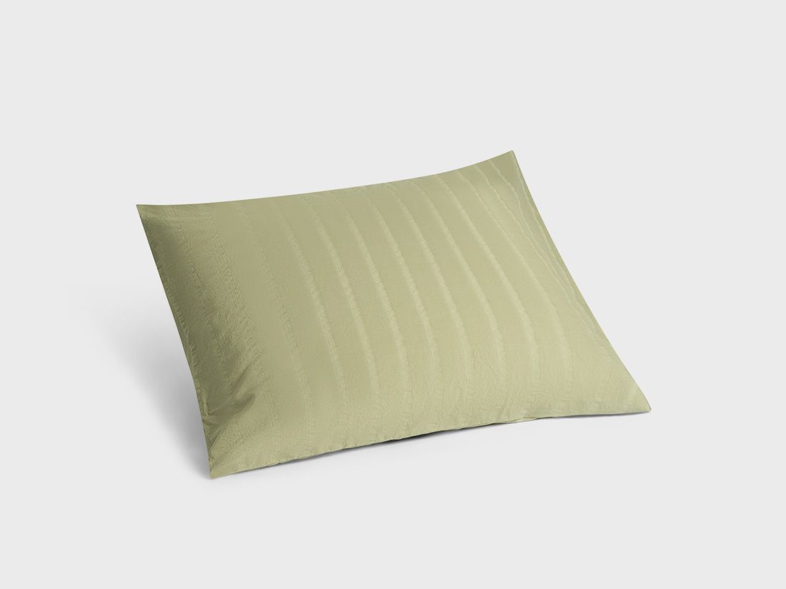 Taie d'oreiller en coton seersucker vert saule