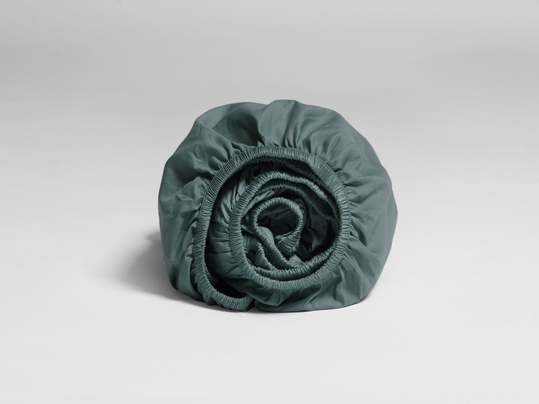 Drap-housse satin de coton vert foncé