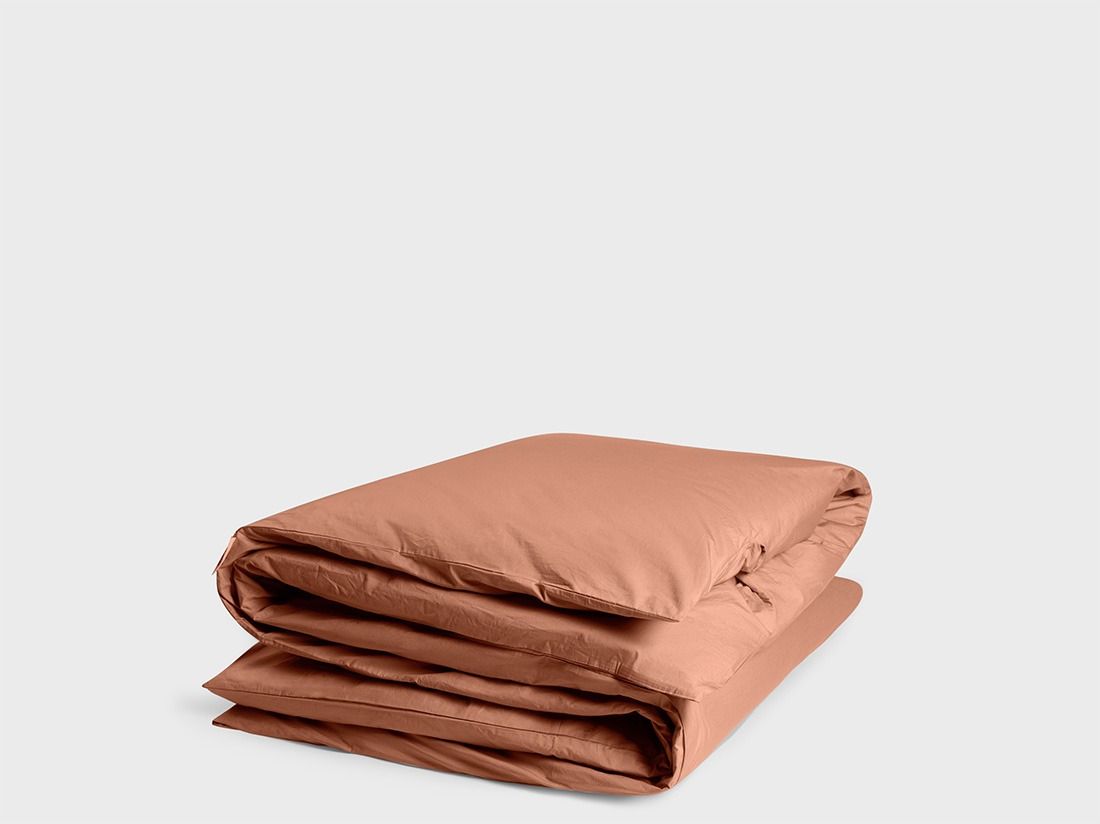 Housse de couette percale de coton terracotta