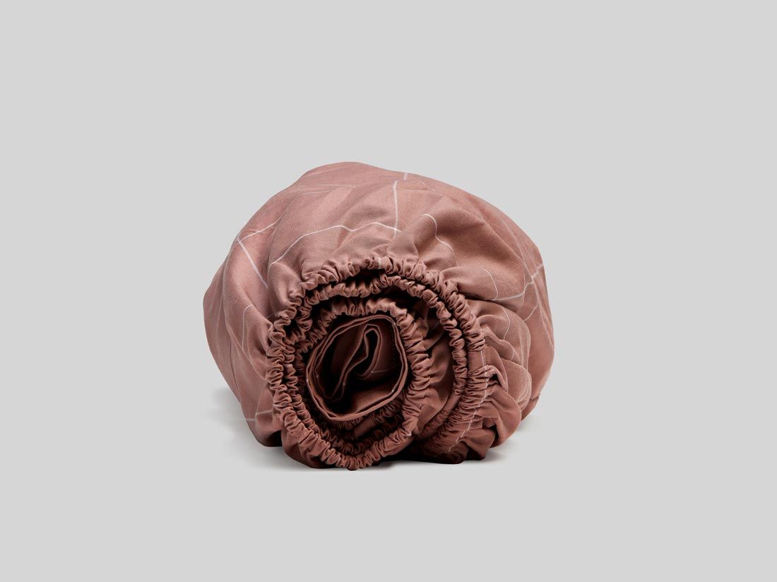 Drap-housse coton TENCEL™ rose à carreaux 90x210x30