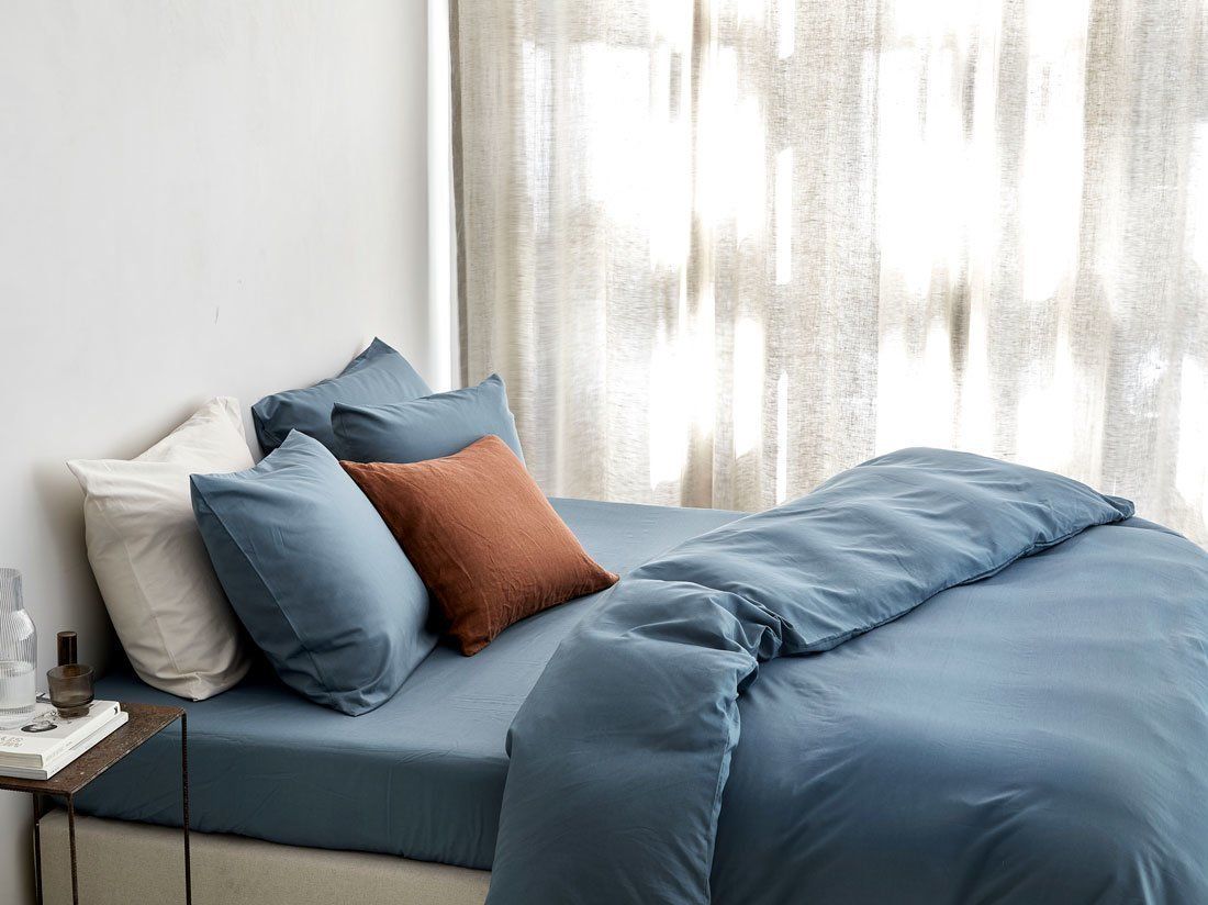 Parure de lit coton TENCEL™ bleu moyen