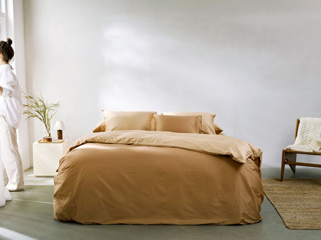 Satin-Bettwäsche Double Face Caramel