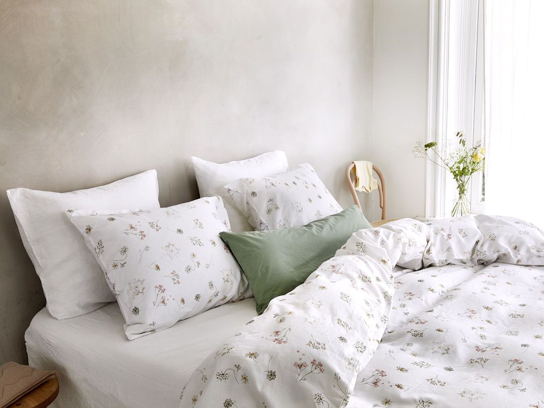 Parure de lit satin de coton fleurs
