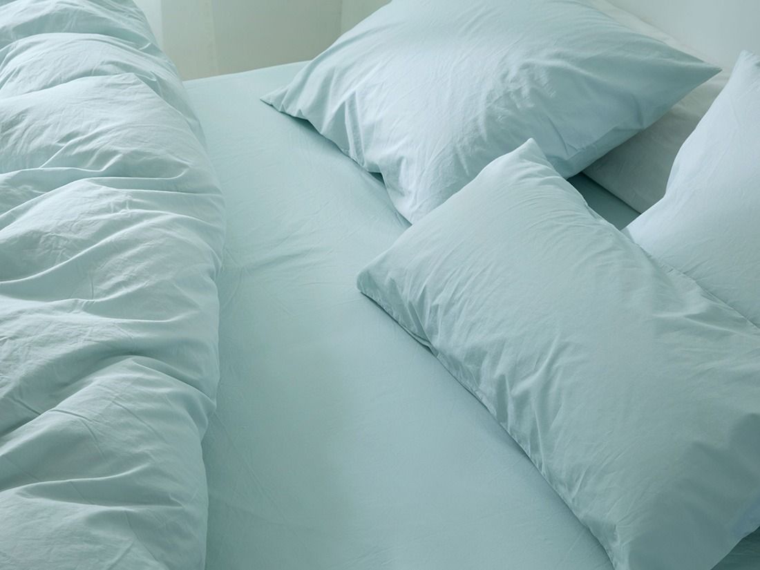 Taie d'oreiller percale de coton bleu pétillant