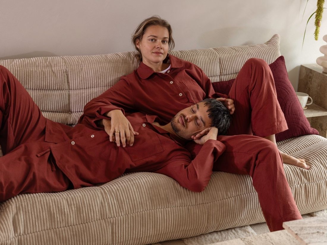 Pyjama-Set Damen Flanell Red Velvet
