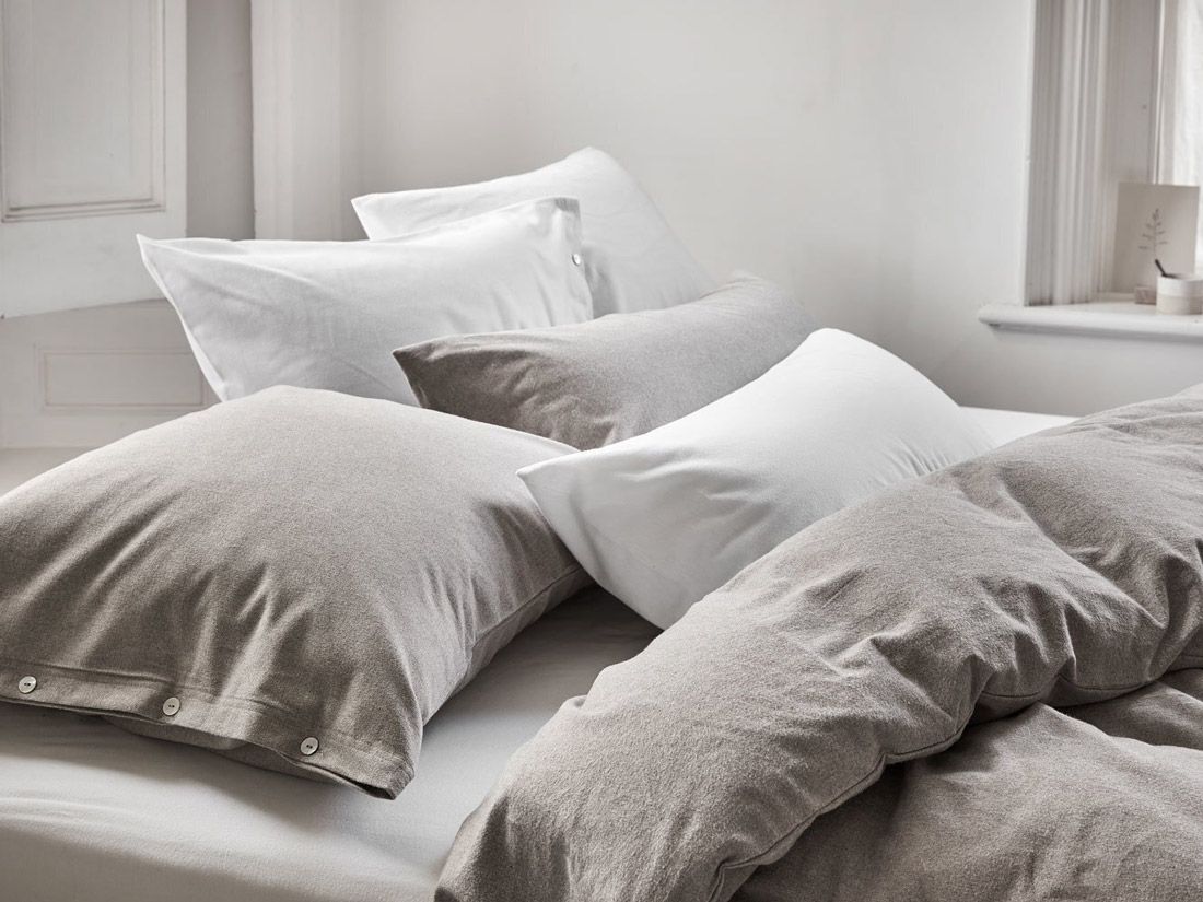 Housse de couette flanelle de coton marron pierre