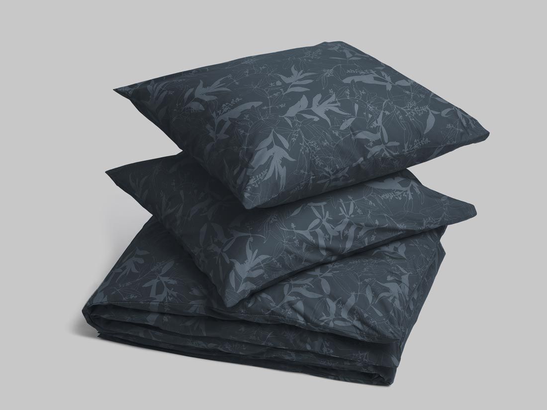 Perkal-Bettwäsche Night Leaf 200x220 + 2/80x80