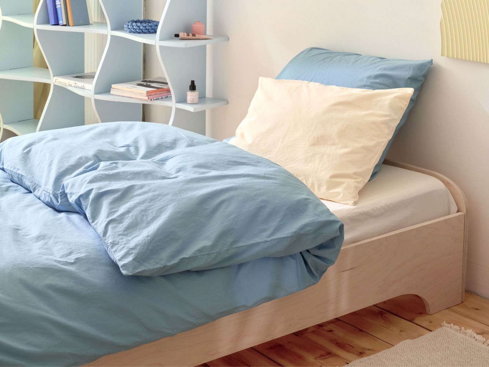 Housse de couette enfant percale de coton bleu lagon