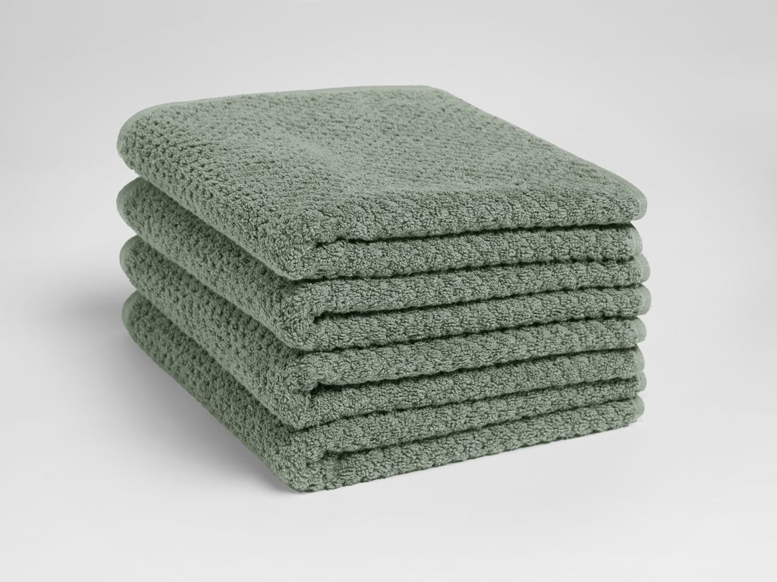 Serviettes nid d'abeille vert pierre 50x100