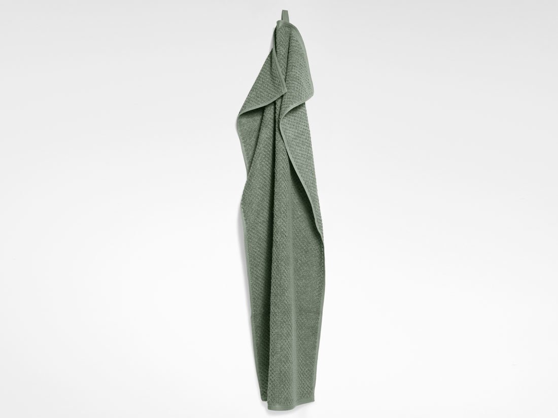 Serviettes nid d'abeille vert pierre 50x100