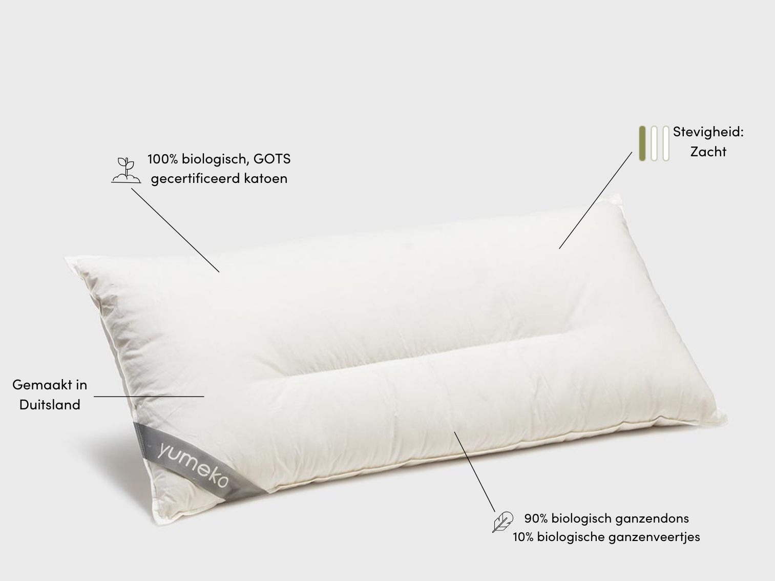 Kussen ganzendons 40x80 zacht