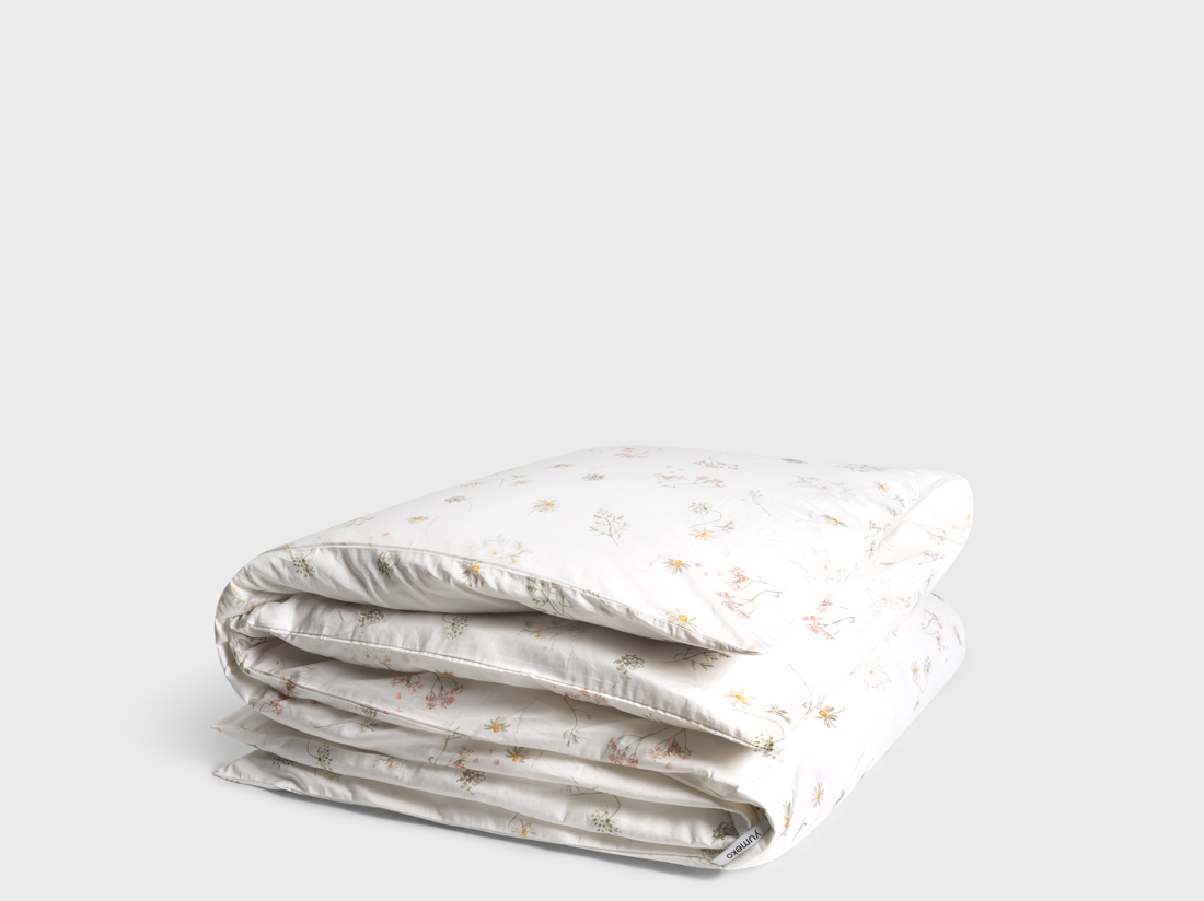 Housse de couette satin de coton fleurs