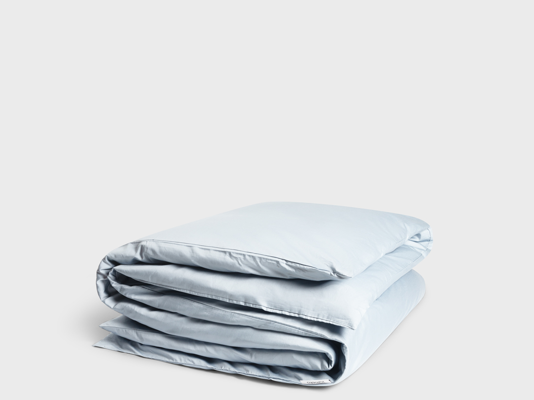 Housse de couette satin de coton bleu ciel