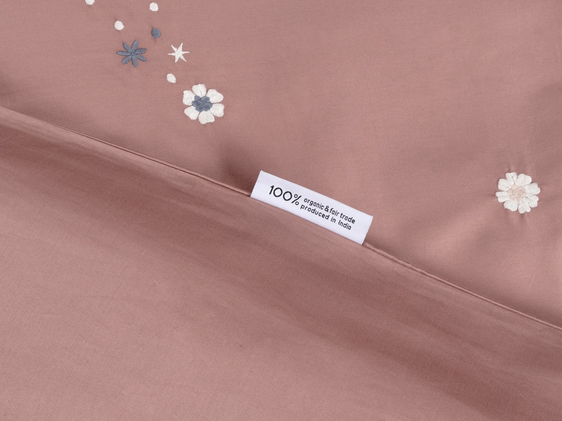 Kinderbettwäsche Baumwollsatin Blush Rose Starry Flower