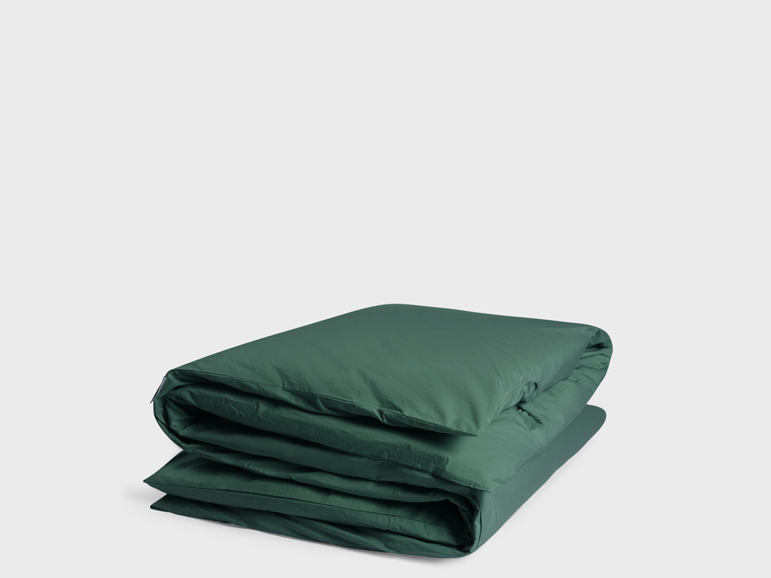 Housse de couette percale de coton vert forêt