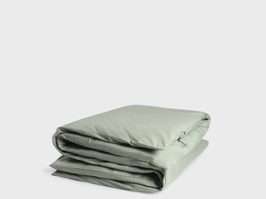 Parure de lit percale de coton vert jade