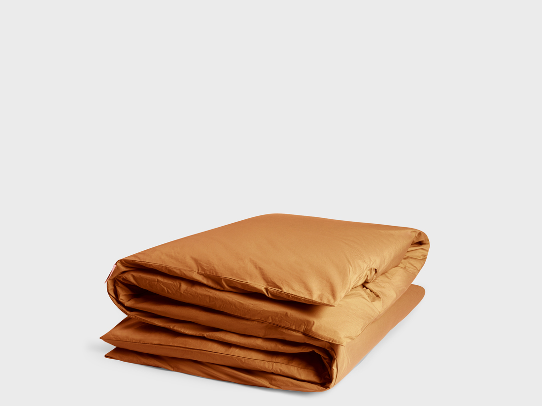 Parure de lit percale de coton jaune ocre