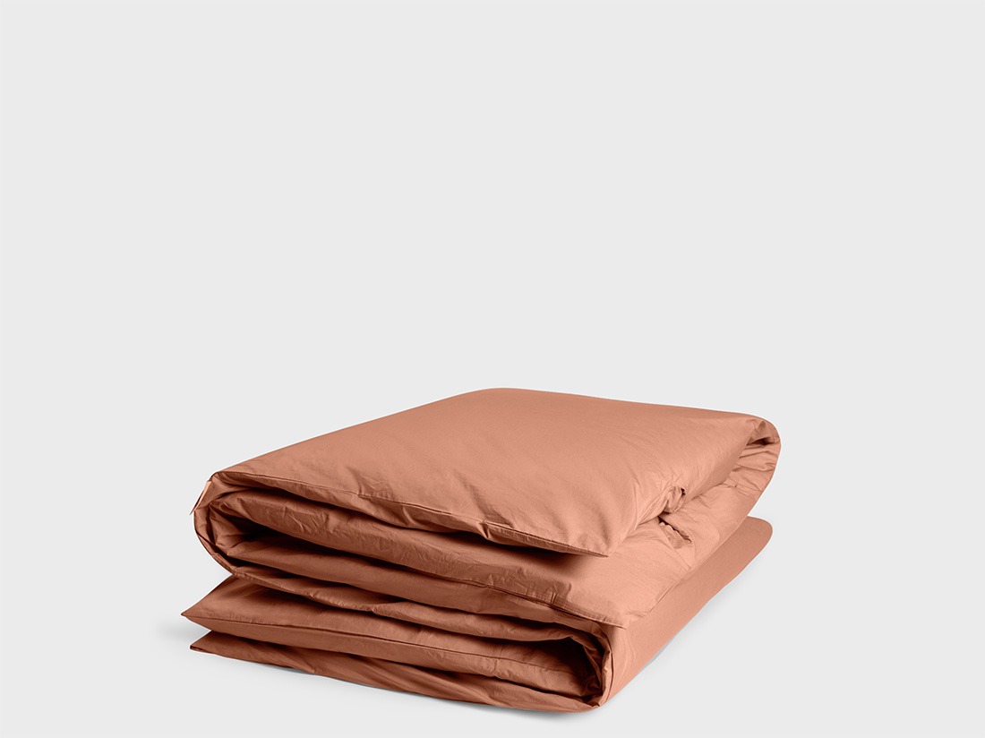Parure de lit percale de coton terracotta