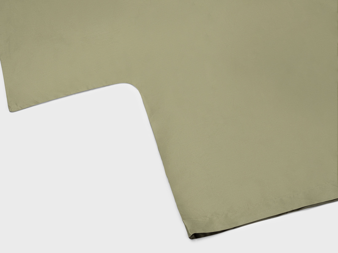 Housse de couette satin de coton double face olive