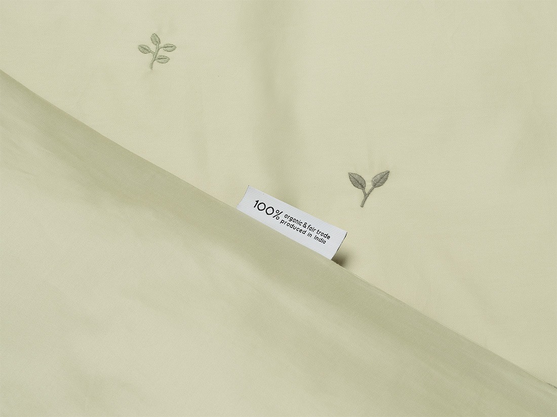 Kinderbettwäsche Baumwollsatin Light Olive Botanical