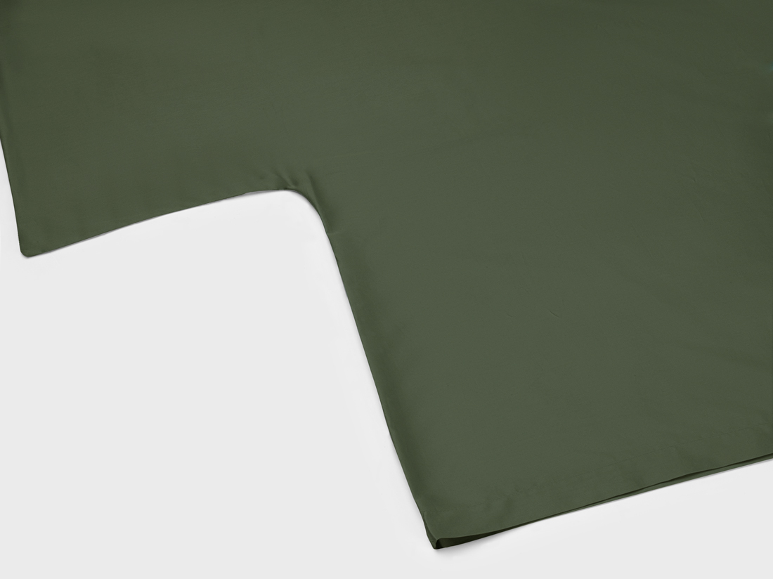 Housse de couette satin de coton vert olive foncé