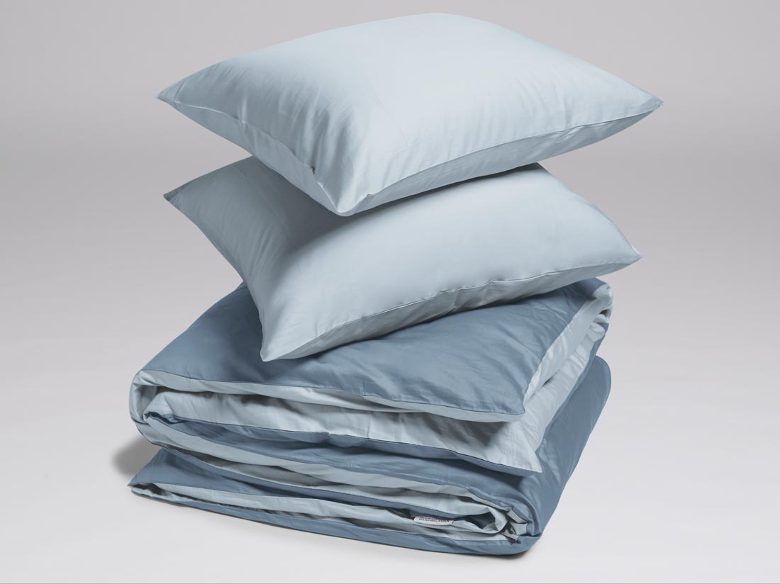 Dekbedovertrek katoen satijn double face blue