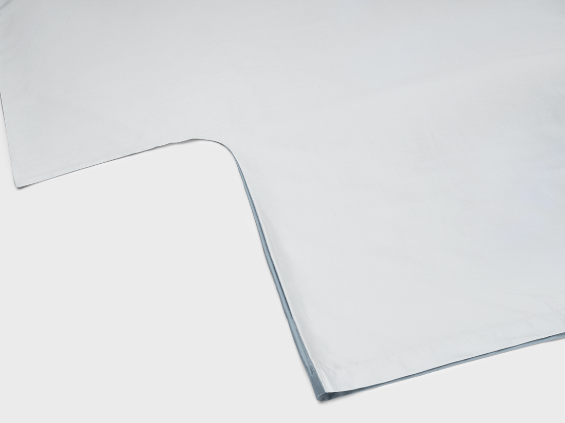 Housse de couette satin de coton double face bleu