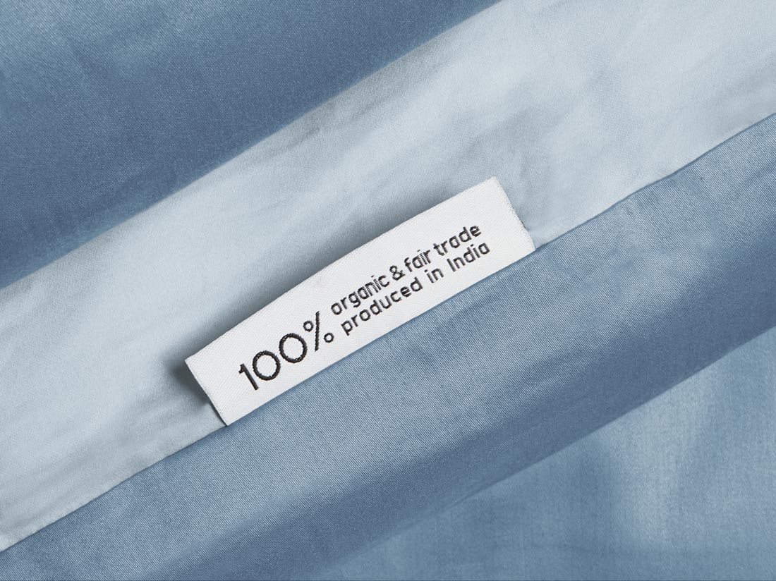 Dekbedovertrek katoen satijn double face blue