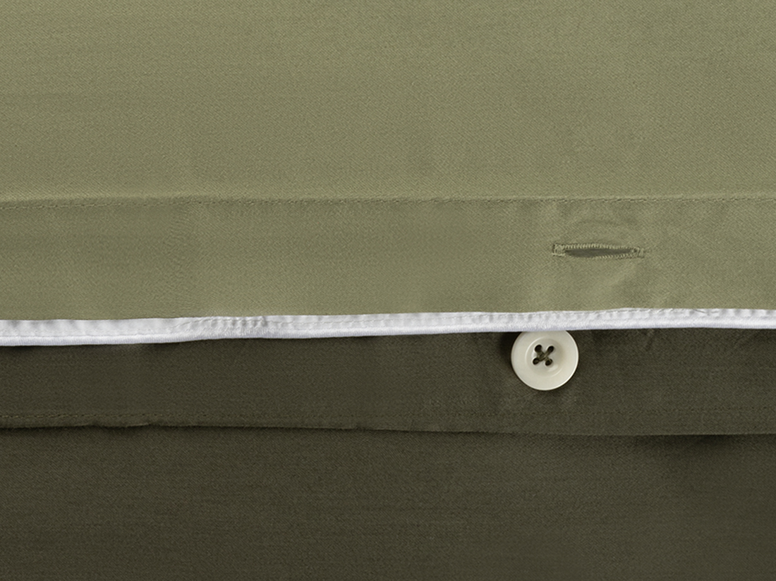 Sengesæt bomuldssatin double face olive