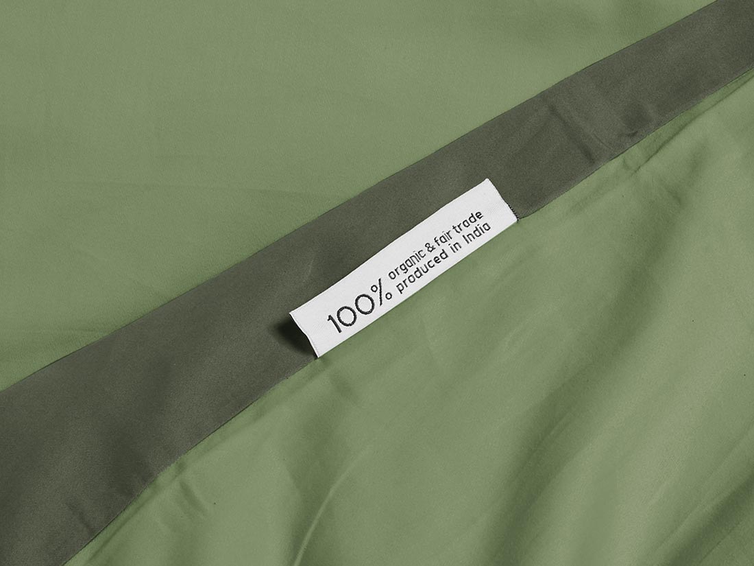 Parure de lit satin de coton double face vert olive