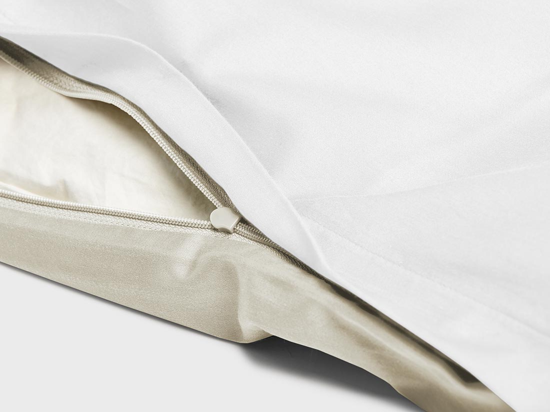 Satin-Bettwäsche Double Face White/Sandy