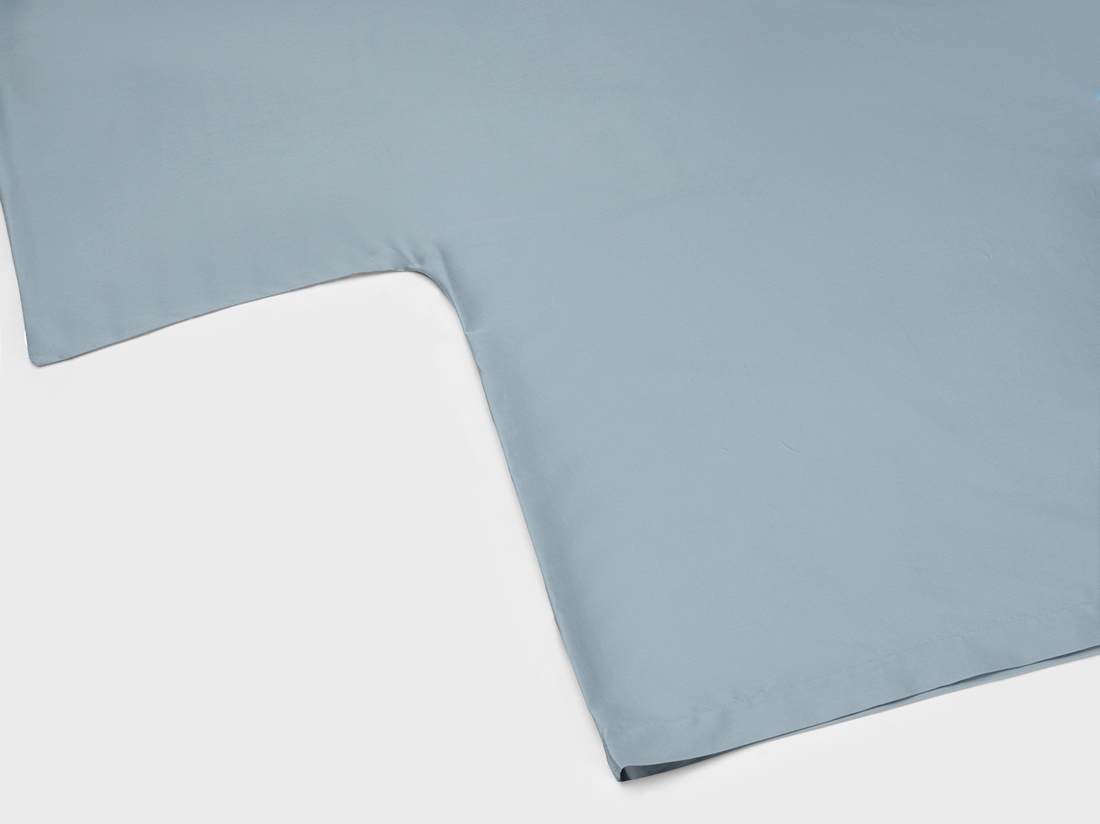 Housse de couette satin de coton bleu délavé
