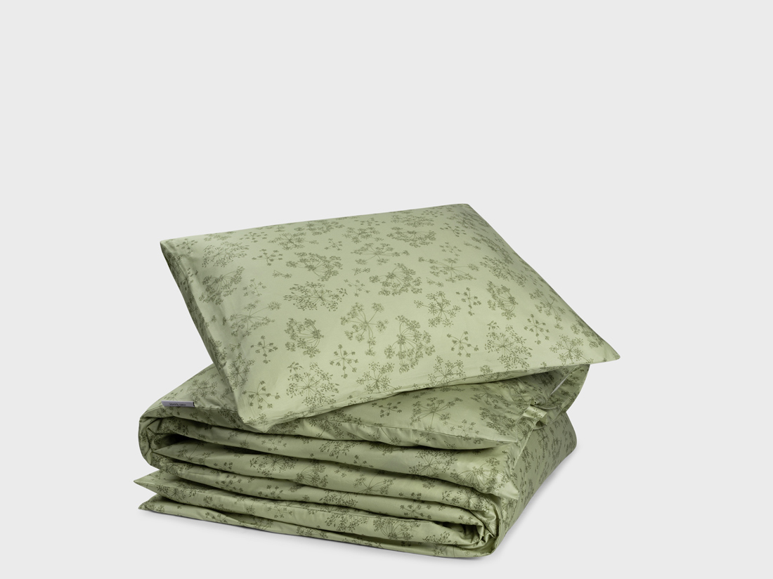 Dekbedovertrek katoen satijn green bloom