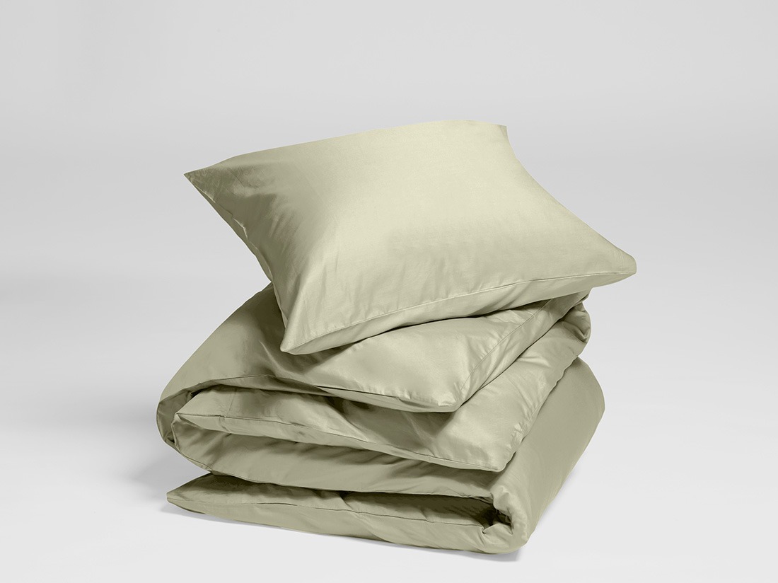 Parure de lit satin de coton olive clair