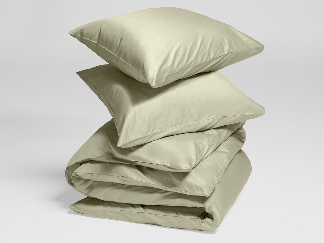 Parure de lit satin de coton olive clair