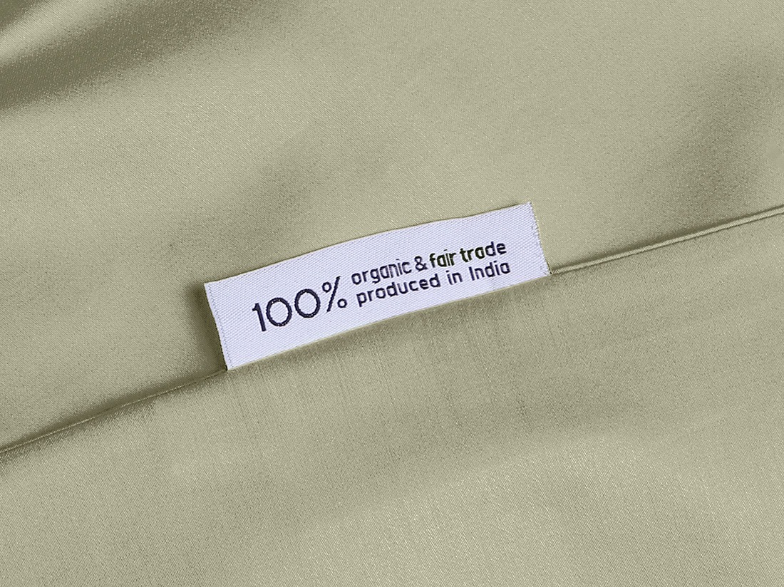 Parure de lit satin de coton olive clair