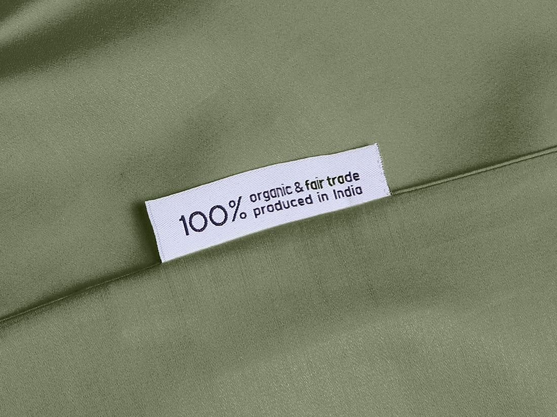 Juniordynebetræk bomuldssatin mid olive