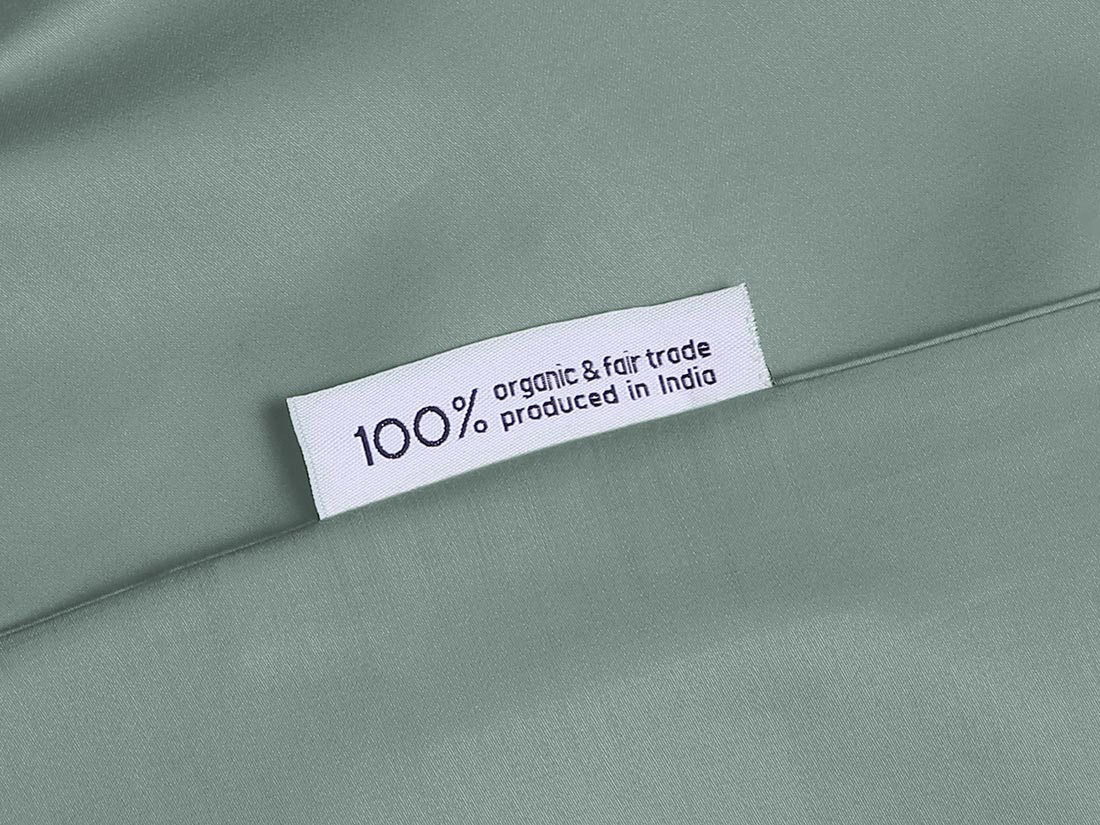 Housse de couette satin de coton vert d'eau