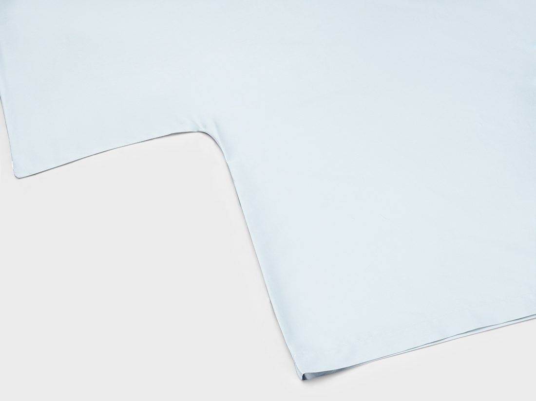 Parure de lit satin de coton bleu ciel