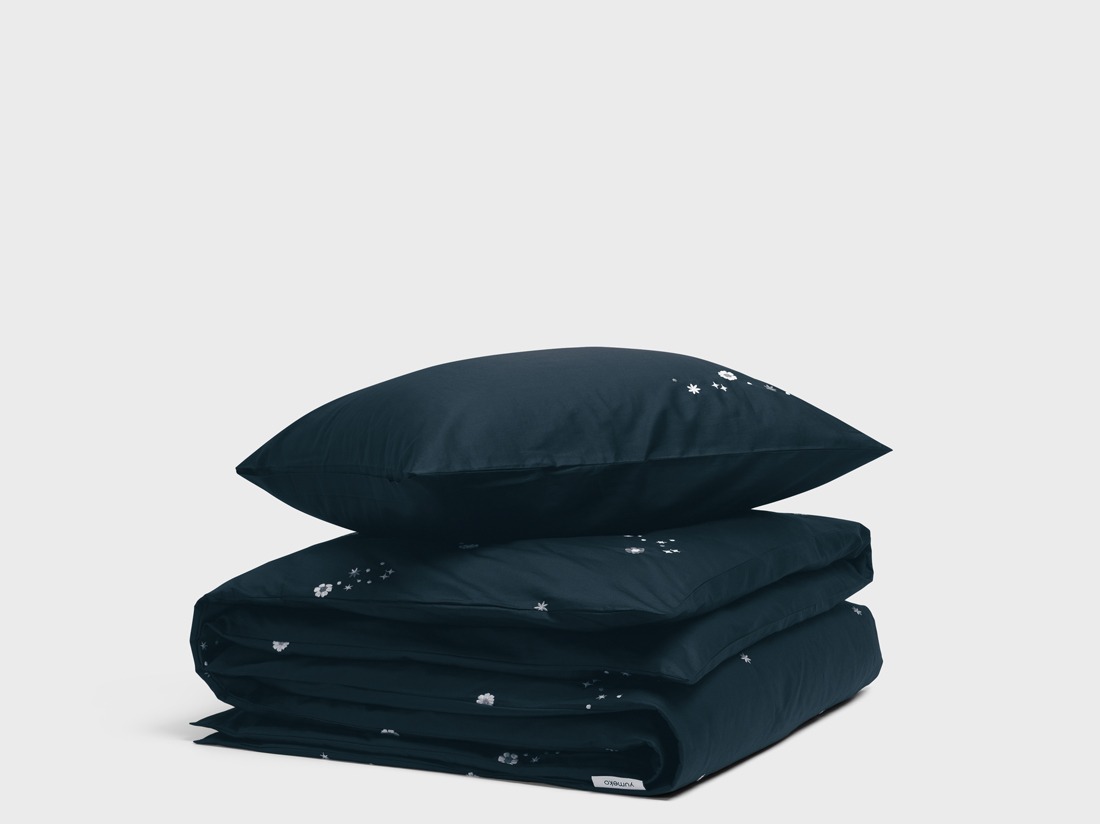 Dekbedovertrek katoen satijn blueberry starry flow