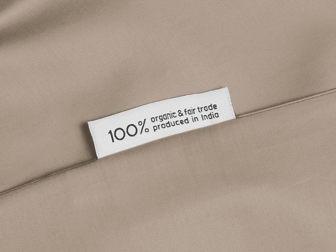 Parure de lit satin de coton taupe chaud