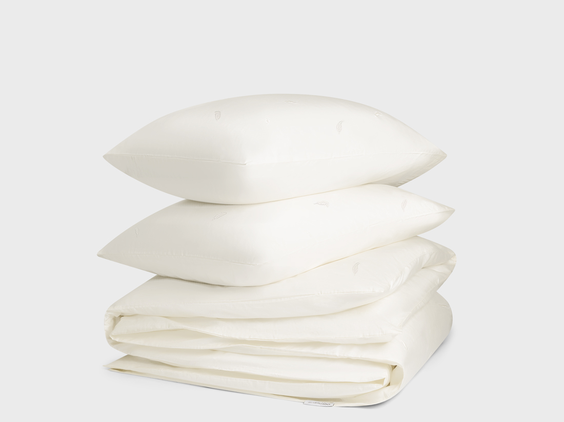 Dekbedovertrek katoen satijn warm white feather