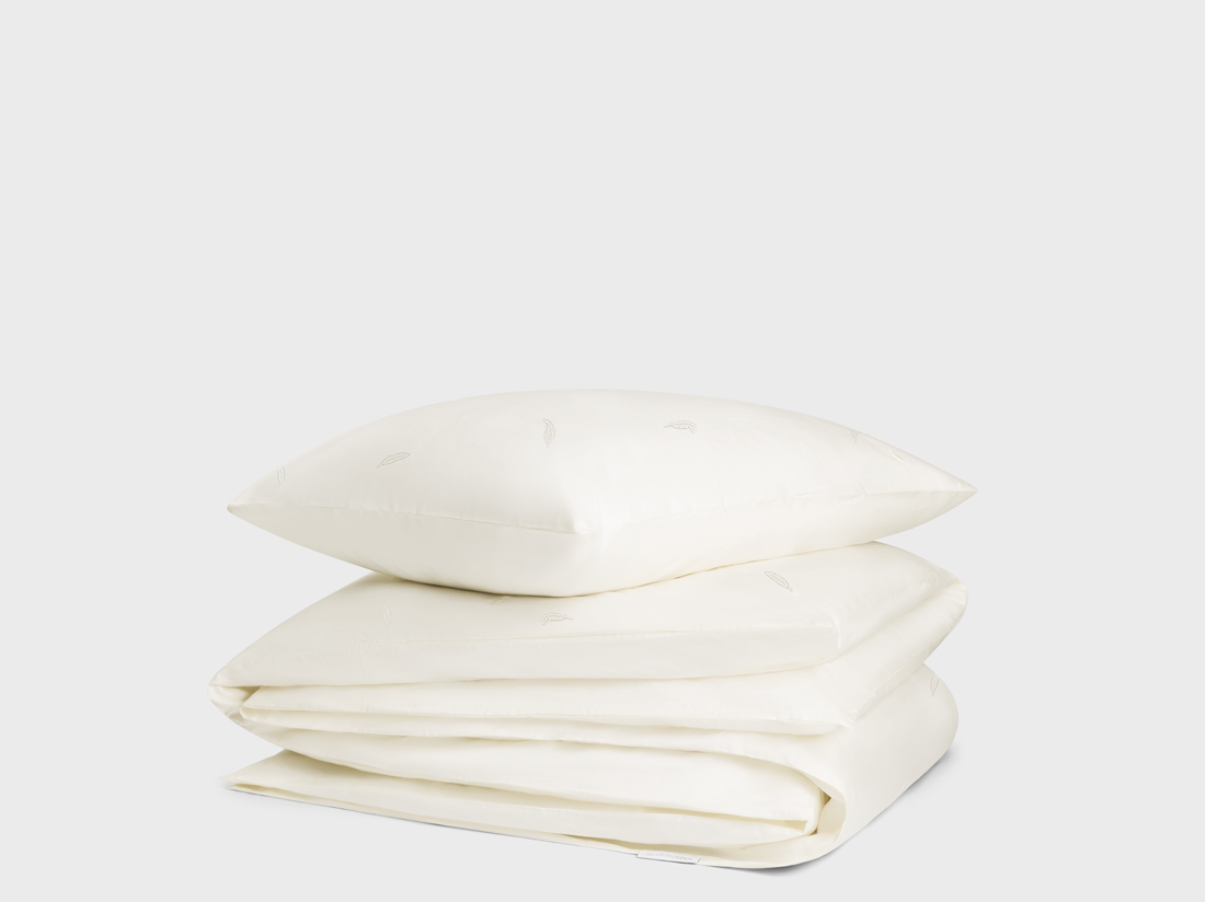 Dekbedovertrek katoen satijn warm white feather