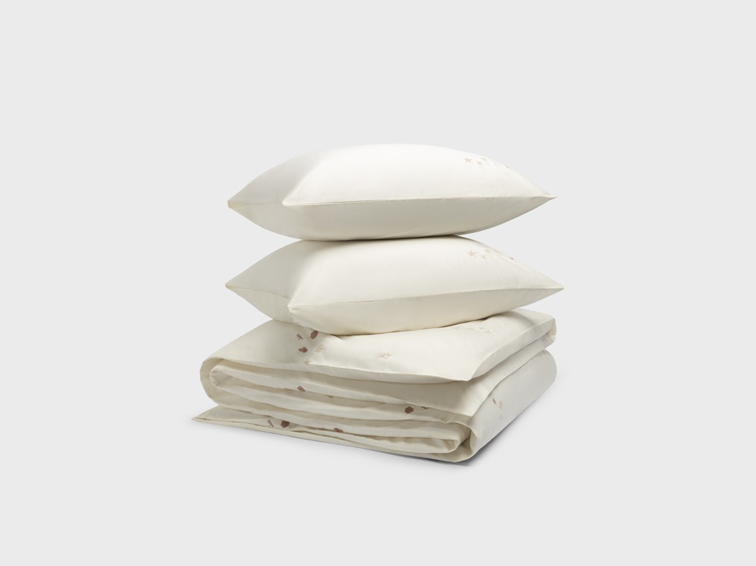 Dekbedovertrek katoen satijn warm white seashell